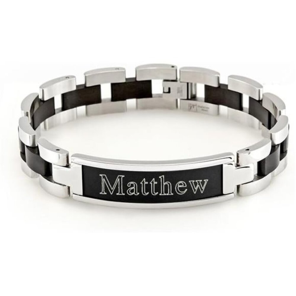 Engraved Men's Stainless Steel ID Bracelet - Name "Matthew" Bracelet